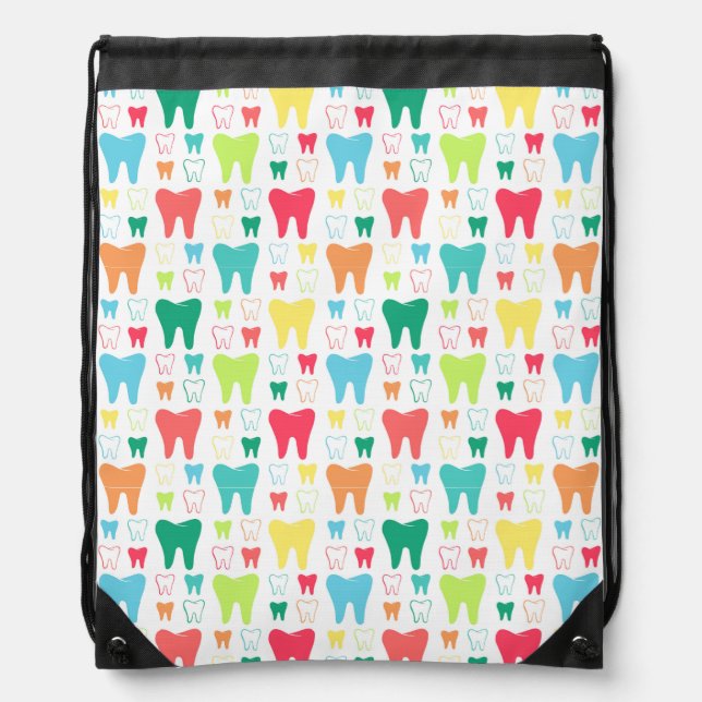 Colorful Teeth Pattern Drawstring Bag (Front)