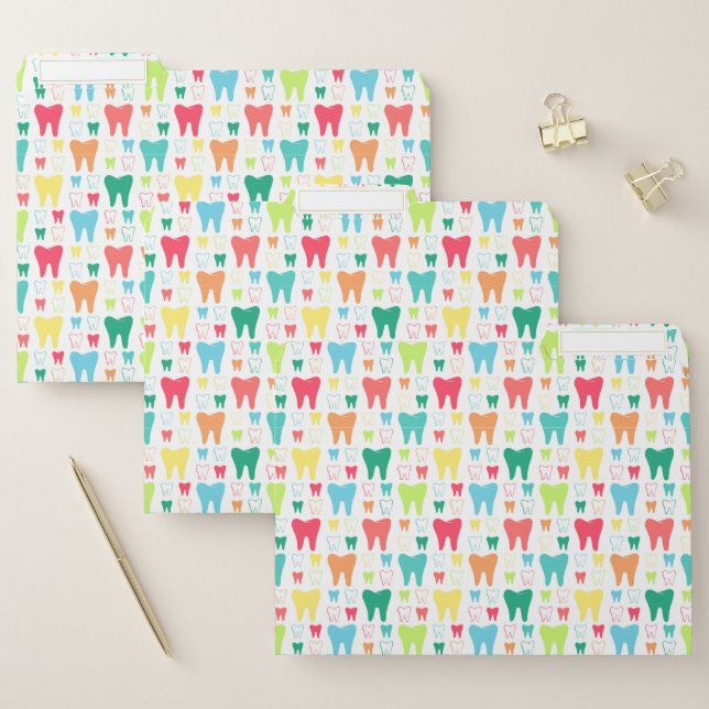 Colorful Teeth Pattern File Folder (Set)