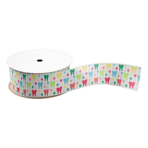 Colorful Teeth Pattern Grosgrain Ribbon