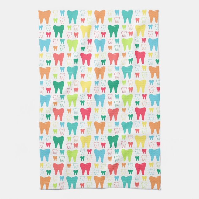 Colorful Teeth Pattern Kitchen Towel (Vertical)