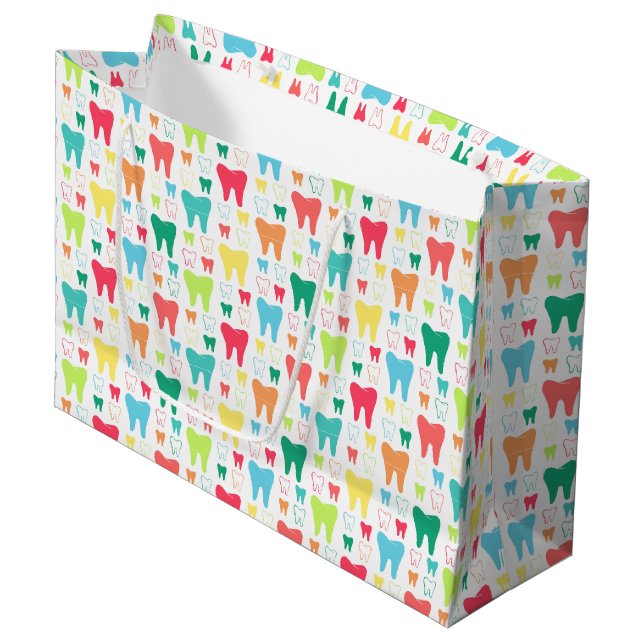 Colorful Teeth Pattern Large Gift Bag (Front Angled)