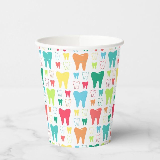 Colorful Teeth Pattern Paper Cups (Left)