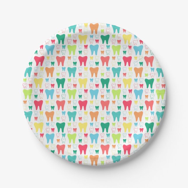 Colorful Teeth Pattern Paper Plates (Front)