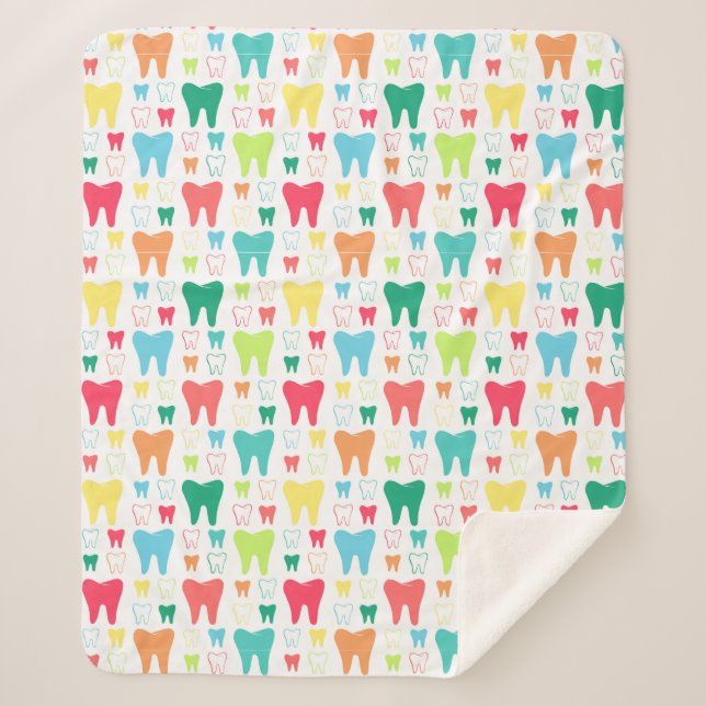 Colorful Teeth Pattern Sherpa Blanket (Front)