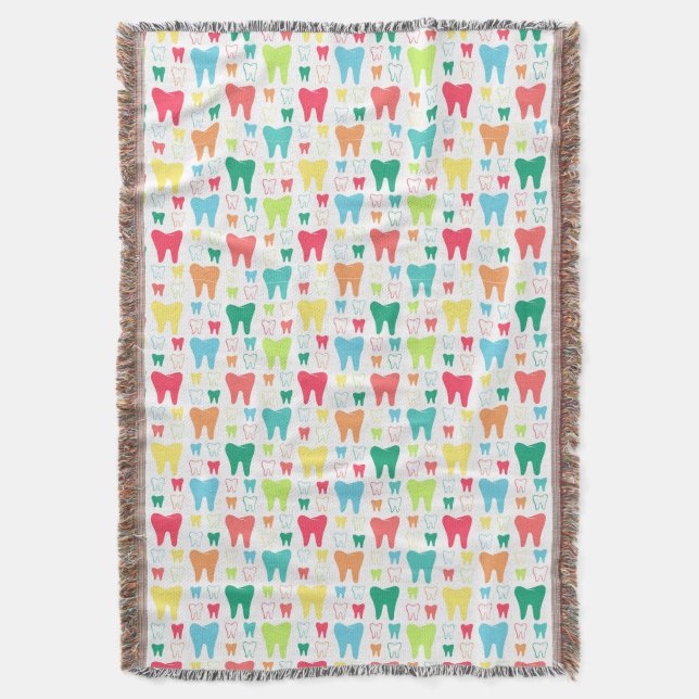 Colorful Teeth Pattern Throw Blanket (Front Vertical)