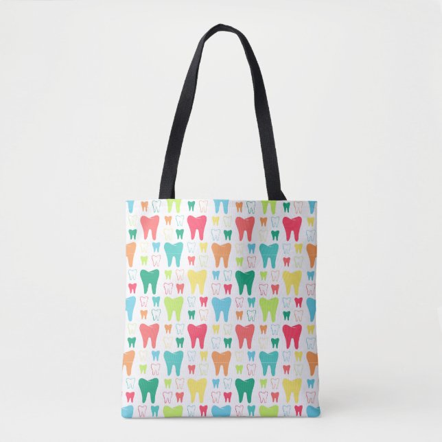 Colorful Teeth Pattern Tote Bag (Front)