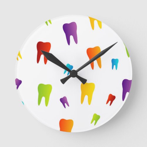 Colorful teeth round clock