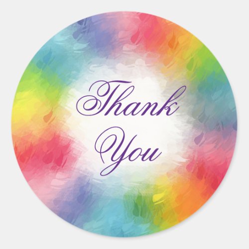 Colorful Template Handwritten Thank You Text Classic Round Sticker