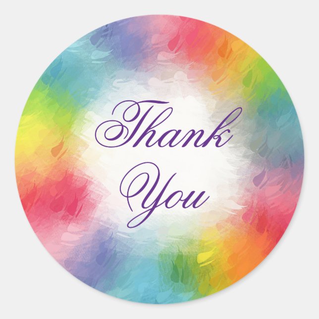 Colorful Template Handwritten Thank You Text Classic Round Sticker (Front)