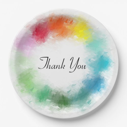 Colorful Template Modern Elegant Thank You Script Paper Plates