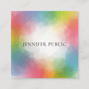 Colorful Template Modern Elegant Trendy Rainbow Square Business Card