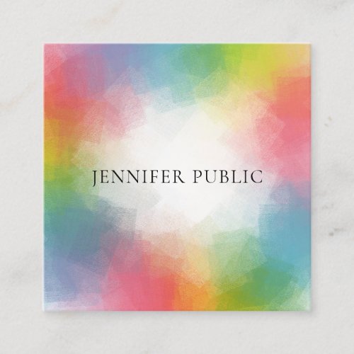 Colorful Template Modern Elegant Trendy Rainbow Square Business Card