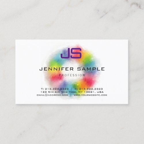 Colorful Template Modern Monogram Professional Business Card