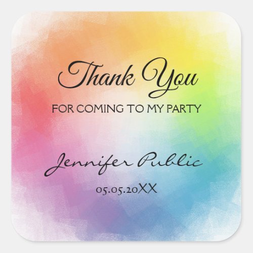 Colorful Template Thank You Hand Script Text Square Sticker