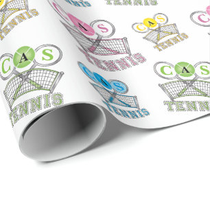 Colorful Tennis Game - Monogram Wrapping Paper