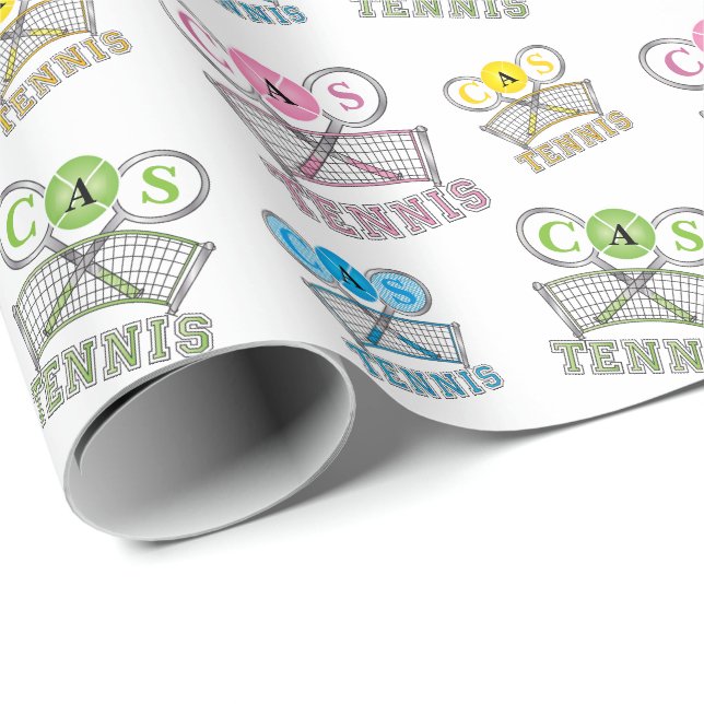 Colorful Tennis Game - Monogram Wrapping Paper (Roll Corner)