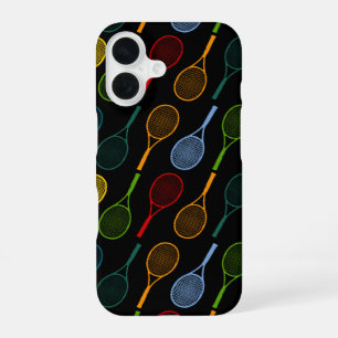colorful tennis rackets pattern iPhone 16 case
