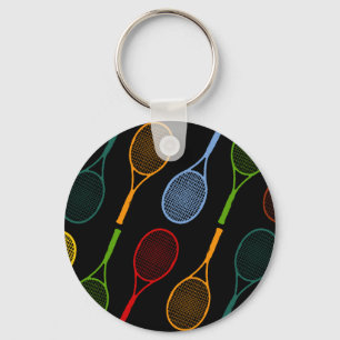 colorful tennis rackets pattern keychain