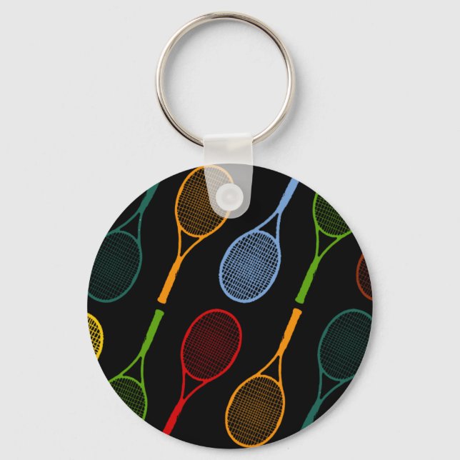colorful tennis rackets pattern keychain (Front)