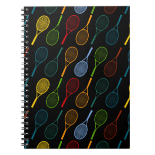 colorful tennis rackets pattern notebook