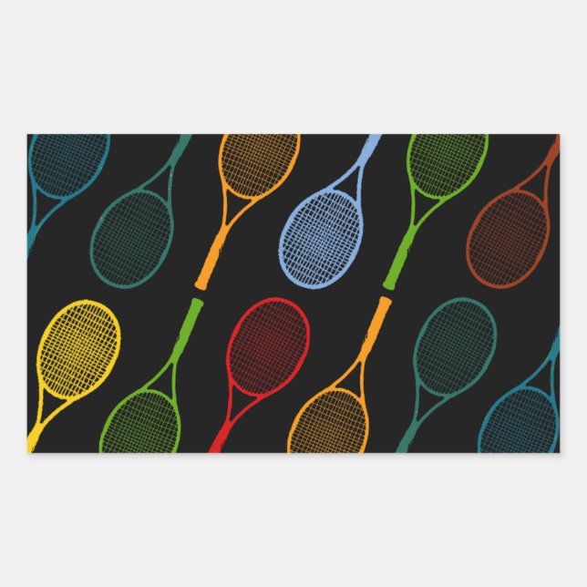 colorful tennis rackets pattern rectangular sticker (Front)