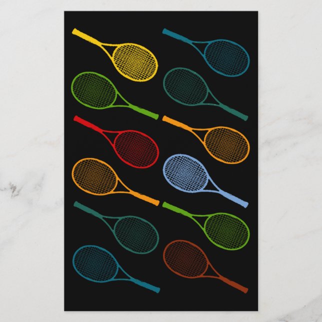 colorful tennis rackets pattern stationery (Front)
