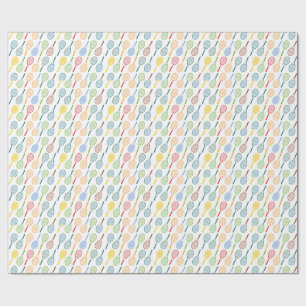 colorful tennis rackets pattern wrapping paper