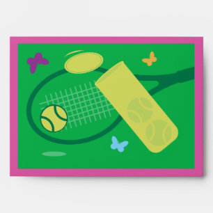 Colorful tennis theme greeting card envelopes