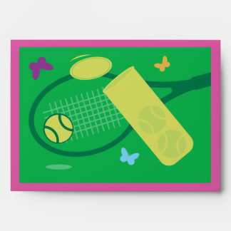 Colorful tennis theme greeting card envelopes