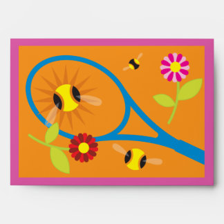 Colorful tennis themed greeting card envelopes