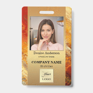Colorful Terra Cotta Art Gold Photo ID Badge