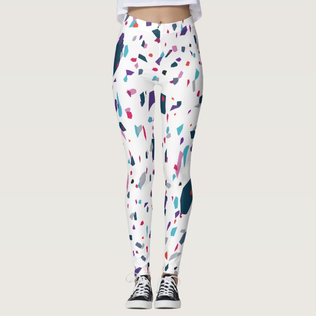 Colorful Terrazo Elegant Summer Leggings (Front)