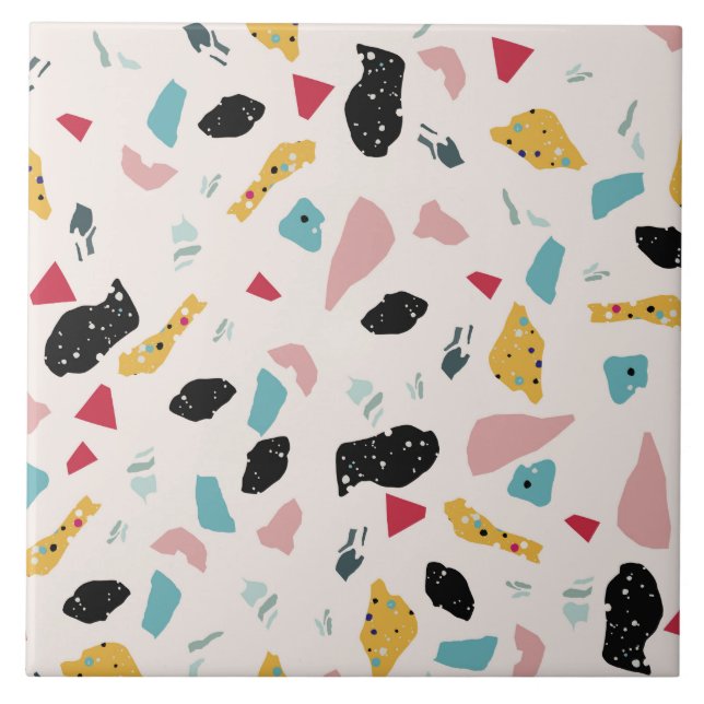 Colorful terrazzo pattern ceramic tile (Front)