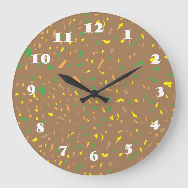 Colorful Terrazzo Pieces Large Clock (Front)
