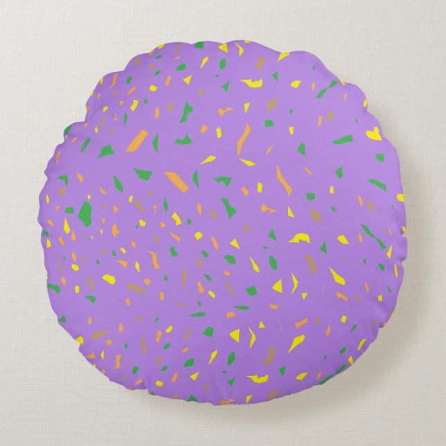 Colorful Terrazzo Pieces Round Pillow (Front)