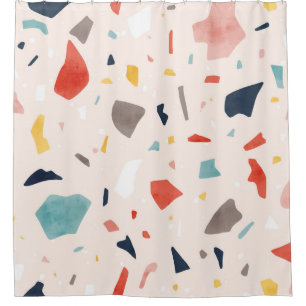 Colorful terrazzo: seamless rock fragments. shower curtain
