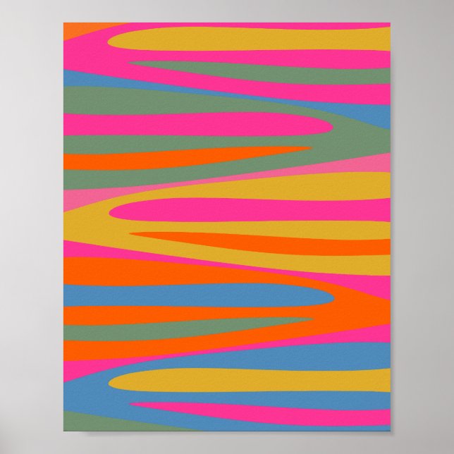 Colorful Terzo Stripes Bright Abstract Pattern Poster (Front)
