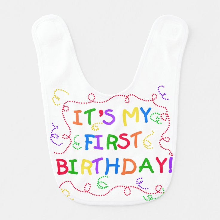 Colorful Text 1st Birthday Bib | Zazzle