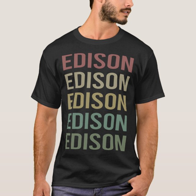 Colorful Text Art - Edison Name T-Shirt (Front)
