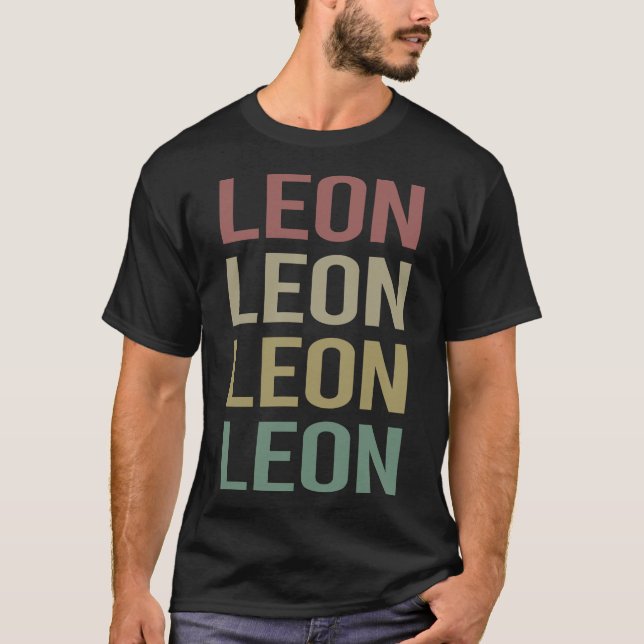 Colorful Text Art - Leon Name T-Shirt (Front)