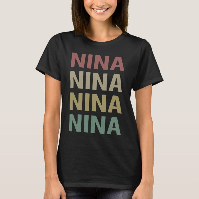 Colorful Text Art - Nina Name T-Shirt (Front)