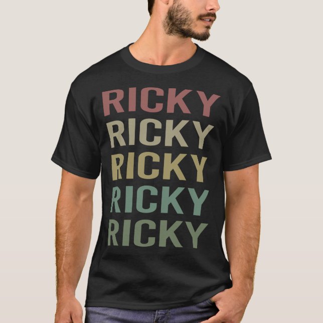 Colorful Text Art - Ricky Name T-Shirt (Front)