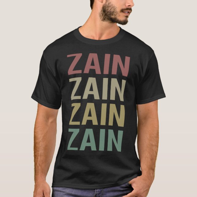 Colorful Text Art - Zain Name T-Shirt (Front)