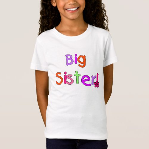 Colorful Text Big Sister T_Shirt
