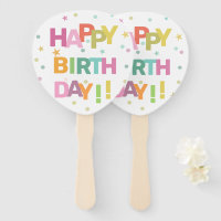 Colorful Text Confetti and Stars Happy Birthday   