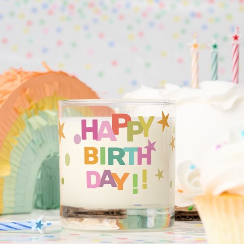 Colorful Text Confetti and Stars Happy Birthday    Scented Candle