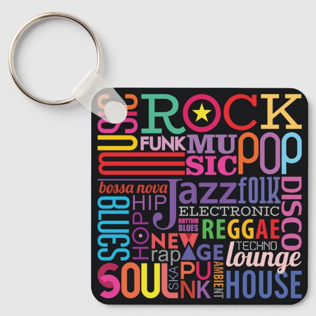 Colorful text design  keychain (Front)