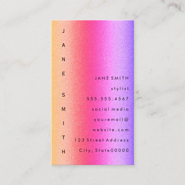Colorful Text Design Vertical Business Card (Front)