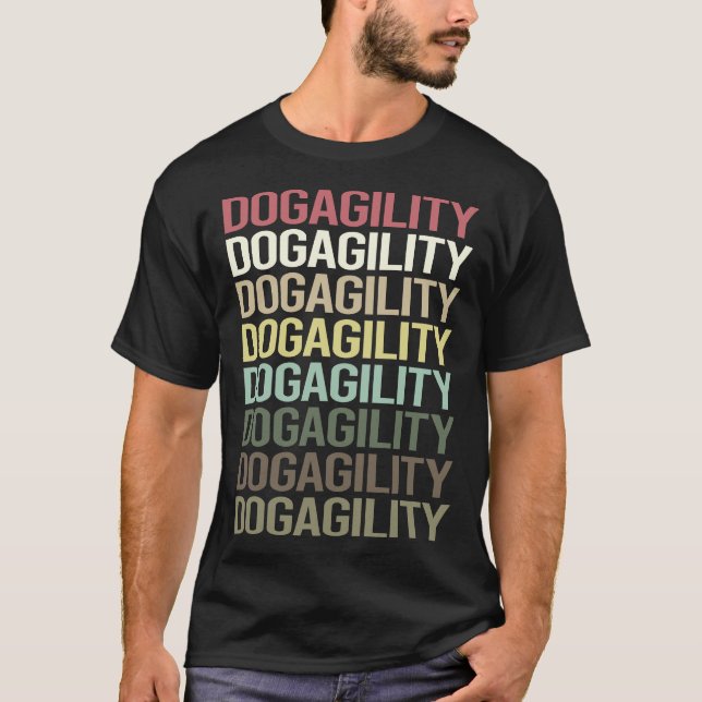 Colorful Text Dog Agility Training T-Shirt (Front)