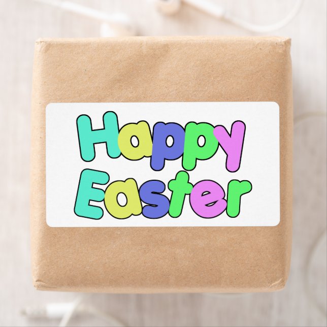 Colorful Text Happy Easter   Label (Insitu)